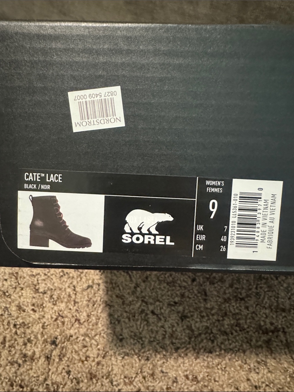 Sorel Cate Lace Women's Black Lace-Up Boot